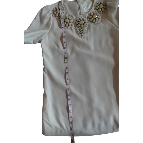 Vintage Top Womens Small Cream Pink Coquette Ivory Beaded Romantic Soft Girl - Picture 9 of 9